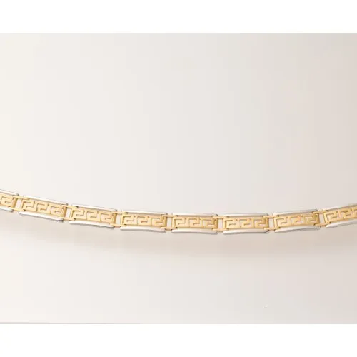 14K Χρυσό Δίχρωμο Βραχιόλι Μαίανδρος BR2150M