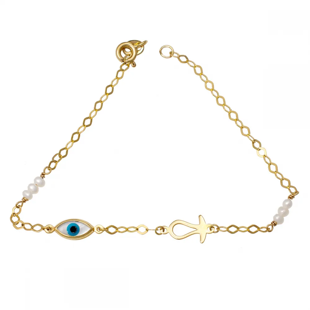 9K Χρυσό Bραχιόλι με ματάκι BR222F1