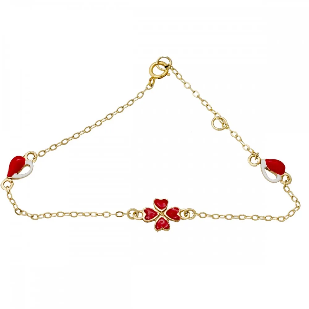 9Κ Χρυσό βραχιόλι με Καρδιές BR24001