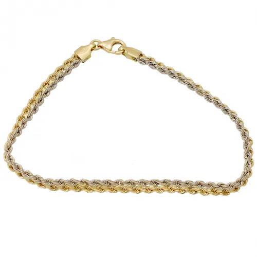 14K Χρυσό Δίχρωμο Χειροποίητο Βραχιόλι BR255KT