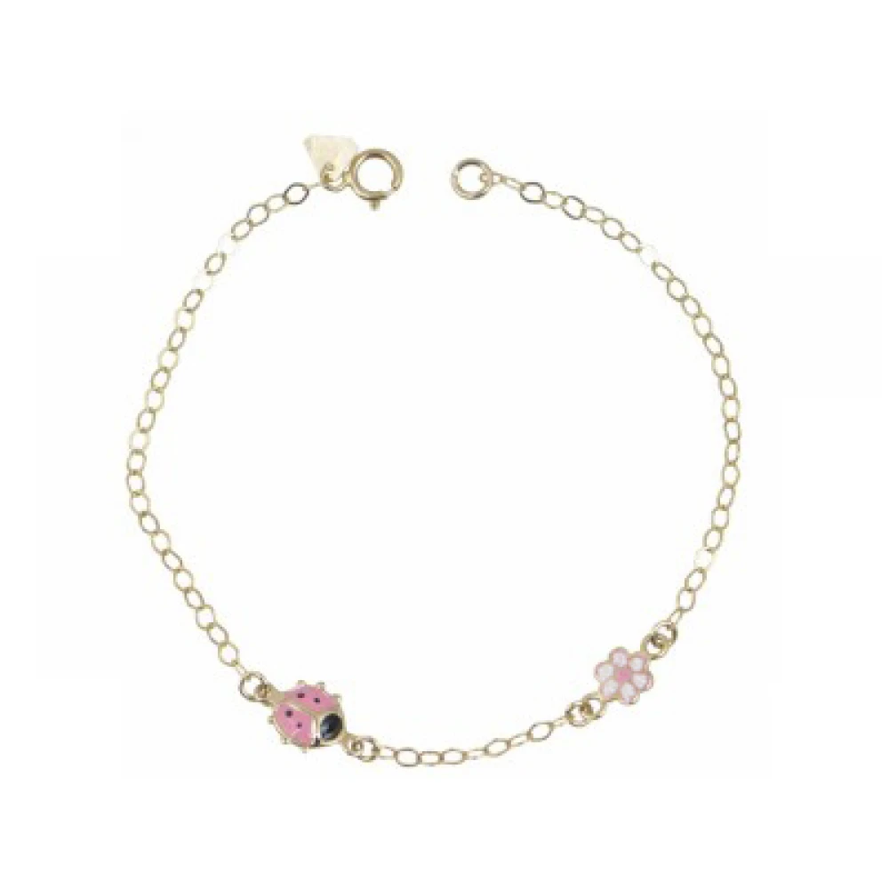 9K Χρυσό Παιδικό Bραχιόλι με Πασχαλίτσα και Μαργαρίτα BR272-0
