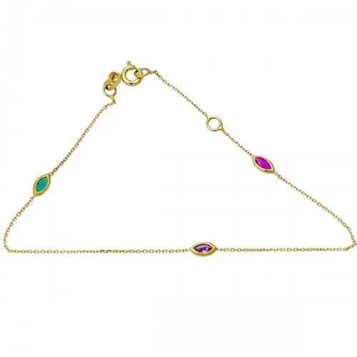 14K Χρυσό Bραχιόλι Πολύχρωμο με Ζιργκόν BR352VR