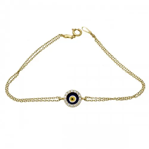 14K Χρυσό Bραχιόλι με Ματάκι & Ζιργκόν BR645KN
