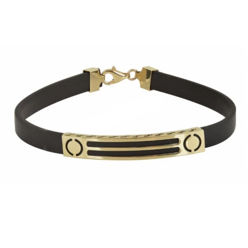 14K Χρυσό βραχιόλι Ταυτότητα με Καουτσούκ BRA2018