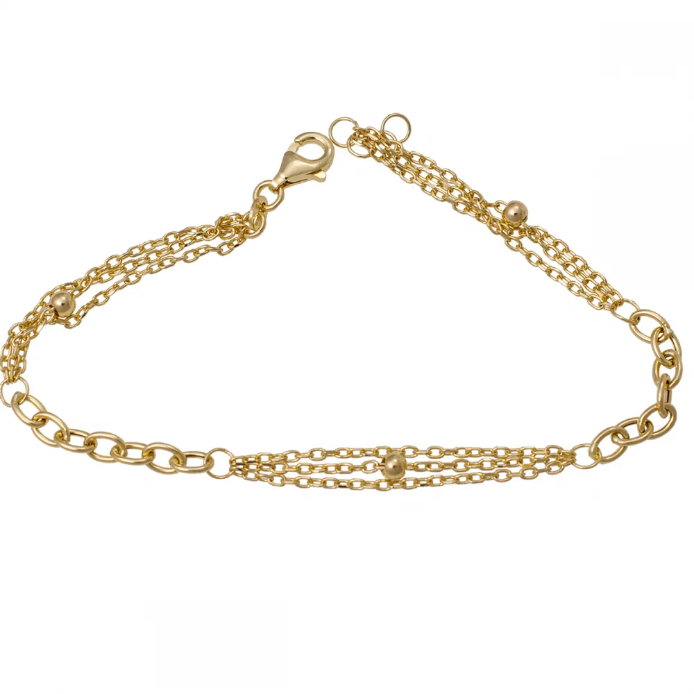 14K Χρυσό Bραχιόλι με Τριπλή Αλυσίδα BRI0055