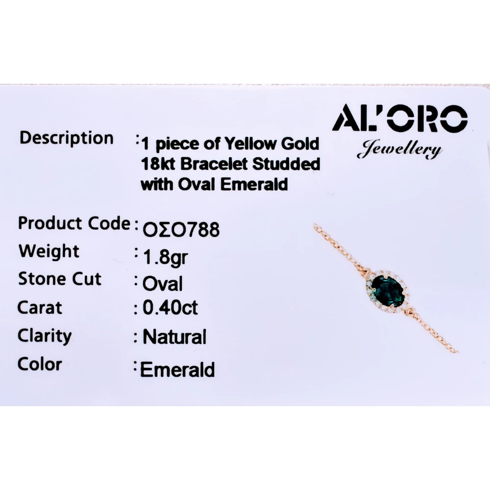 18K Χρυσό Βραχιόλι με Σμαράγδι και Ζιργκόν BROSO788