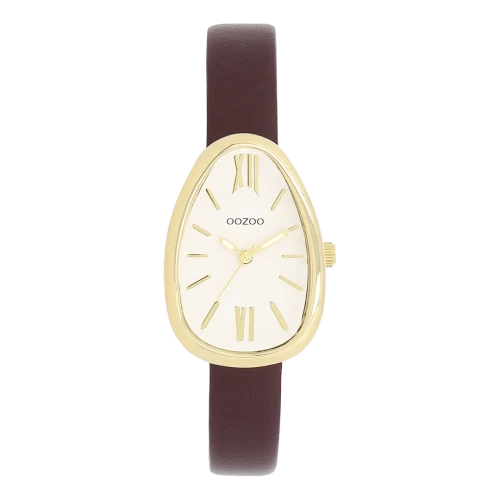 OOZOO Timepieces με Δερμάτινο Κόκκινο Λουράκι και Κάσα Χρυσό Τόνο C11635
