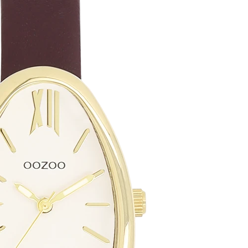OOZOO Timepieces με Δερμάτινο Κόκκινο Λουράκι και Κάσα Χρυσό Τόνο C11635