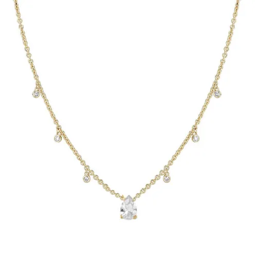 LAURA P. Κολιέ Pink Lady 925 Ασήμι Επιχρυσωμένο με Ζιργκόν CL0106GB