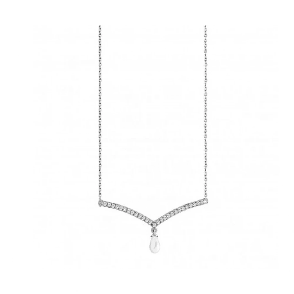 LAURA P. Κολιέ από 925 Ασήμι με Ζιργκόν και Πέρλα CL0115BP