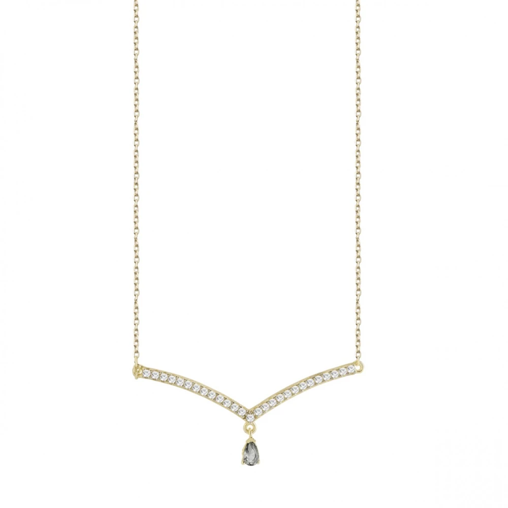 LAURA P. Κολιέ 925 Ασήμι Επιχρυσωμένο με Ζιργκόν CL0115GG