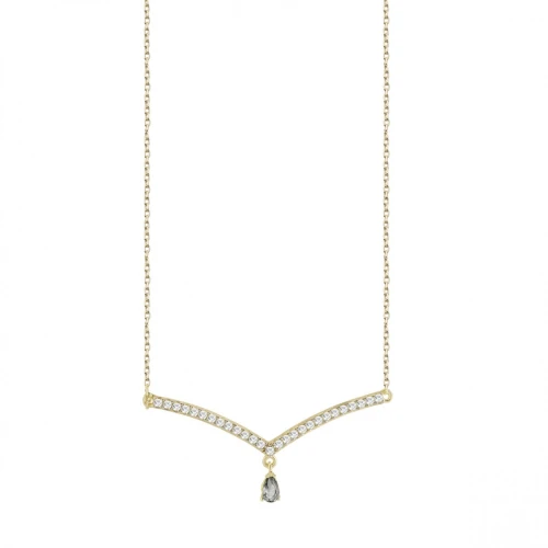 LAURA P. Κολιέ 925 Ασήμι Επιχρυσωμένο με Ζιργκόν CL0115GG