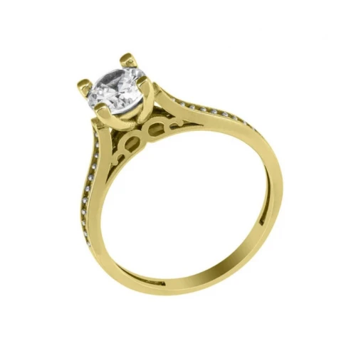 18K Χρυσό Μονόπετρο Δαχτυλίδι με Οικολογικά Διαμάντια CUS56098K