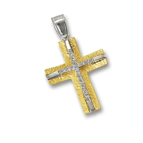 14K Χρυσός Σταυρός με Ζιργκόν AS1328B3