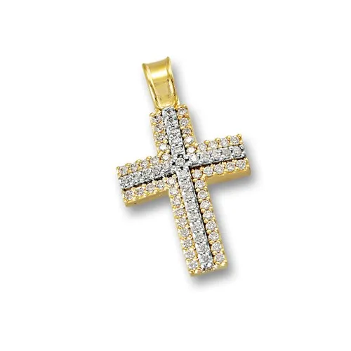 14K Χρυσός Σταυρός με Ζιργκόν AS4001B1