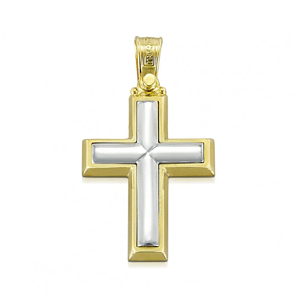 14K Χρυσός Δίχρωμος Σταυρός GS516T
