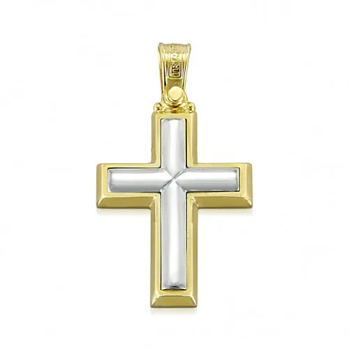 14K Χρυσός Δίχρωμος Σταυρός GS516T
