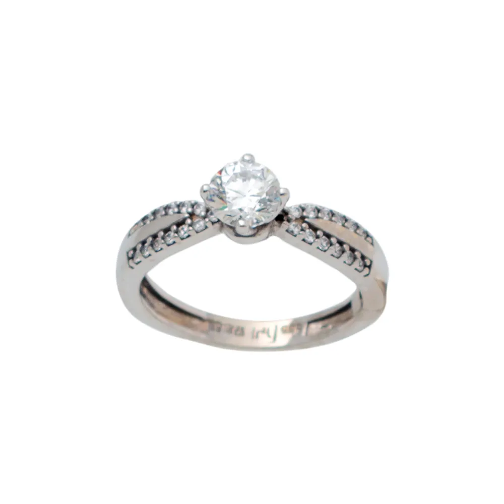 14K Λευκόχρυσο Δαχτυλίδι με Ζιργκόν D042159