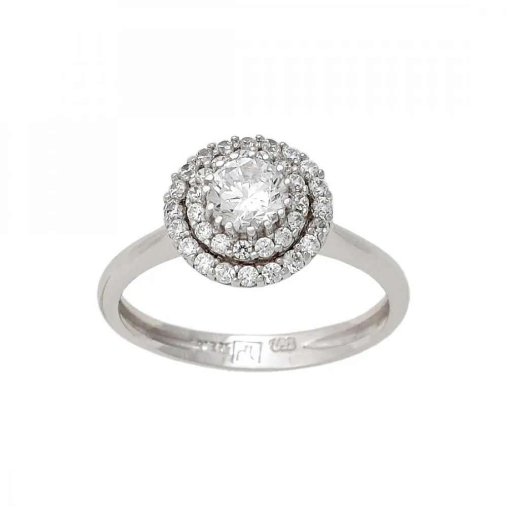 18K Λευκόχρυσό Δαχτυλίδι με Ζιργκόν D042295