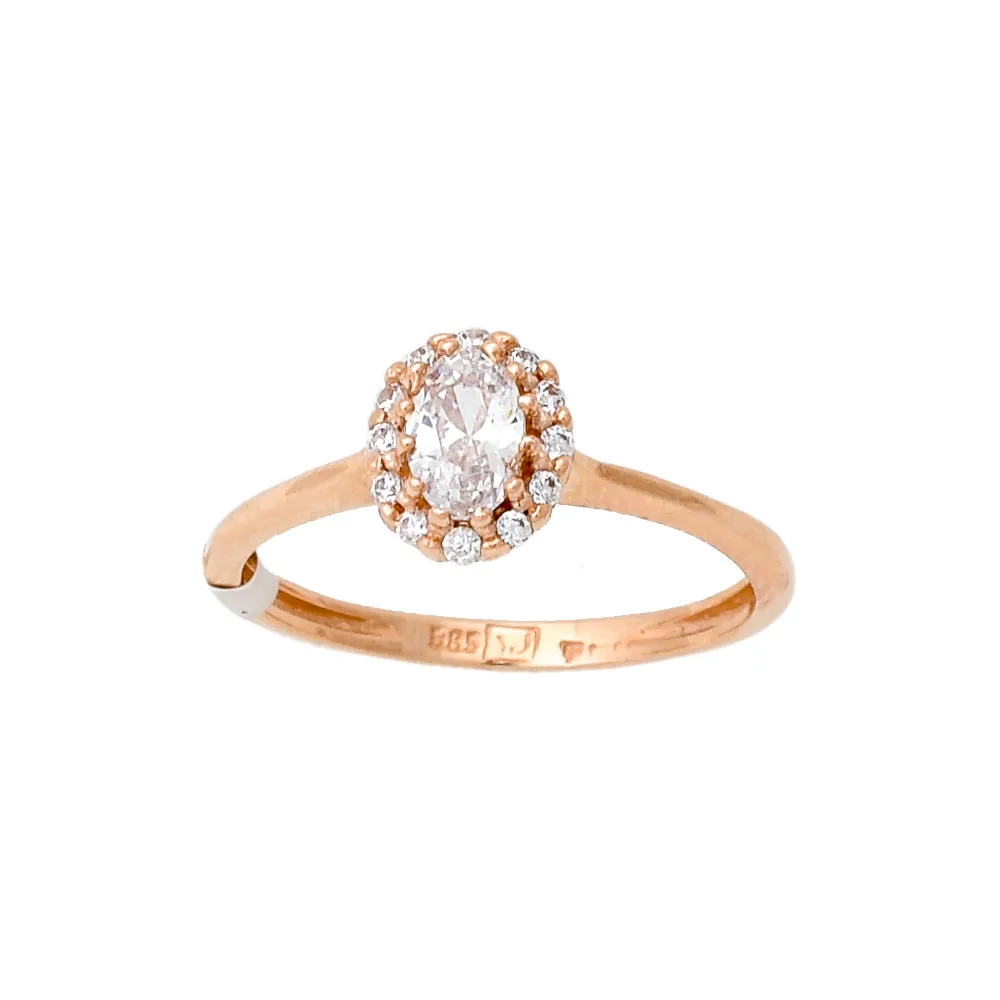 14K Ροζ Χρυσό Δαχτυλίδι με Ζiργκόν D042463