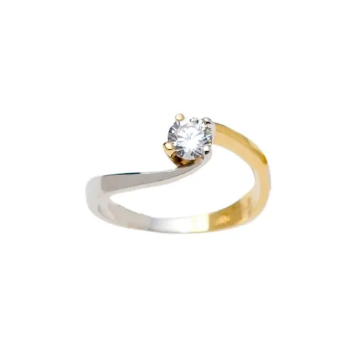 14K Χρυσό Δίχρωμο Δαχτυλίδι με Ζιργκόν D051357