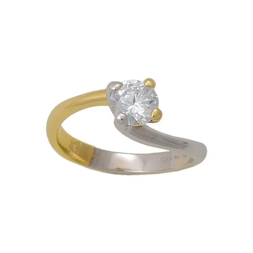 14K Χρυσό Δίχρωμο Δαχτυλίδι με Ζιργκόν D051359
