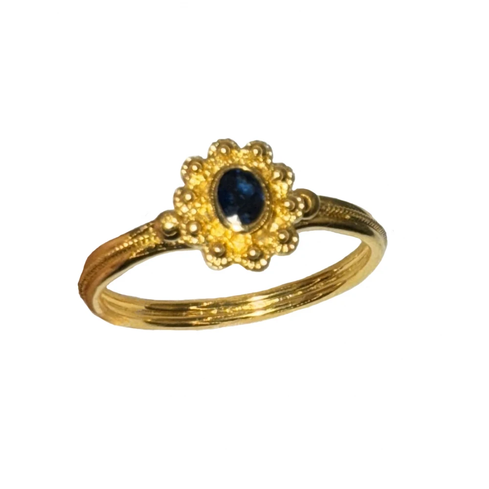 18K Χρυσό Χειροποίητο Δαχτυλίδι με Ζαφείρι D1020ZF023