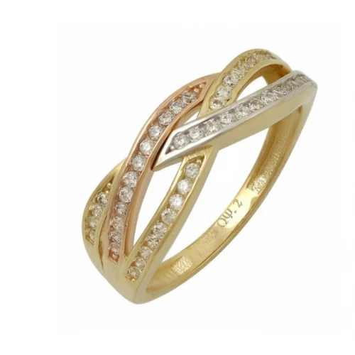 14K Χρυσό Δαχτυλίδι Τρίχρωμο με Ζιργκόν D3098OI