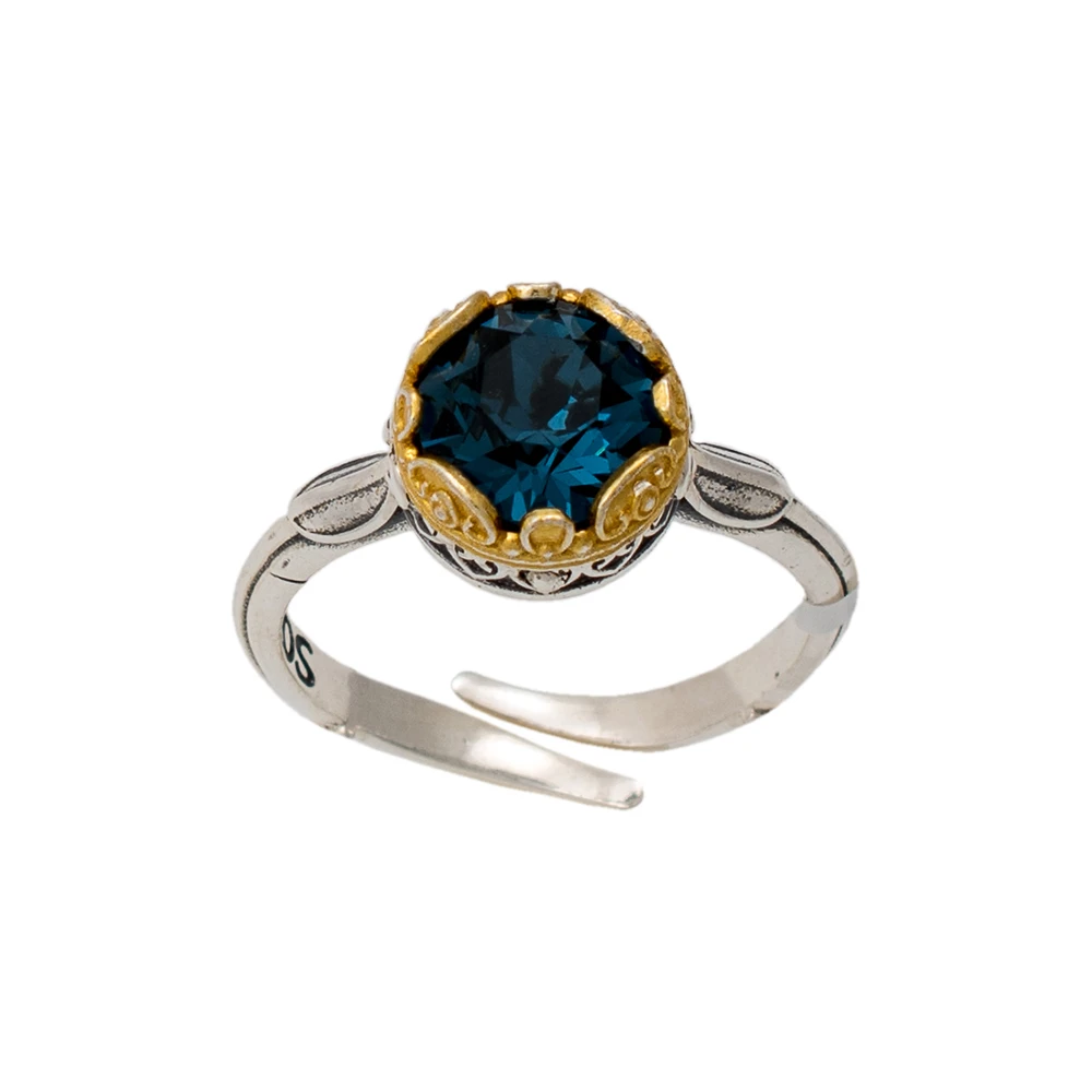 DIMITRIOS EXCLUSIVE 925Ασήμι Δαχτυλίδι με στρογγυλή Swarovski πέτρα D47