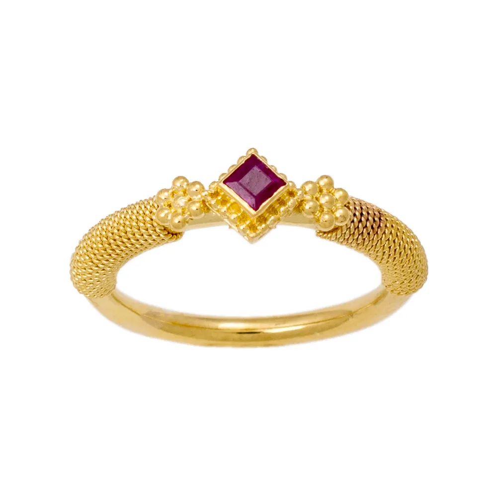18K Χρυσό Δαχτυλίδι Χειροποίητο με Ρουμπίνι D51DM