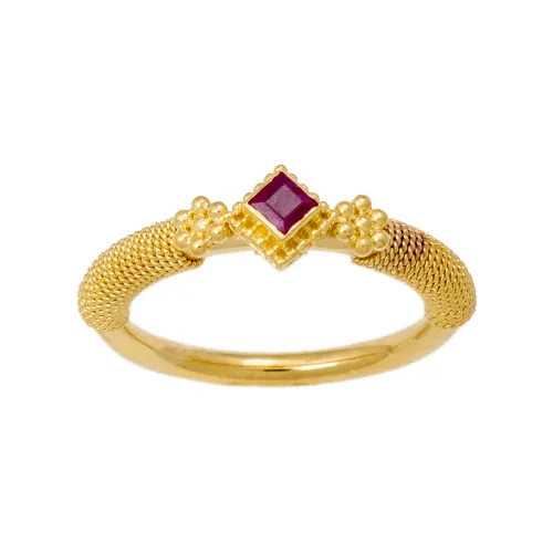 18K Χρυσό Δαχτυλίδι Χειροποίητο με Ρουμπίνι D51DM