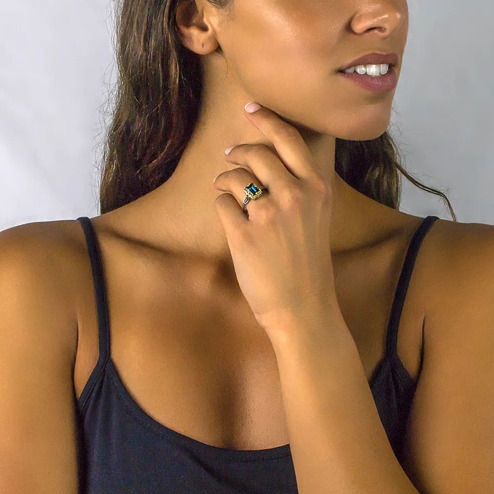 DIMITRIOS EXCLUSIVE 925 Ασήμι Δαχτυλίδι με Τετράγωνη Swarovski πέτρα D51