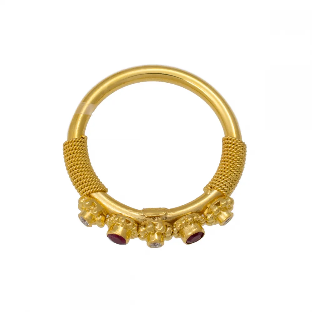 18K Χρυσό Δαχτυλίδι Χειροποίητο με Διαμάντια & Ρουμπίνι D55DM