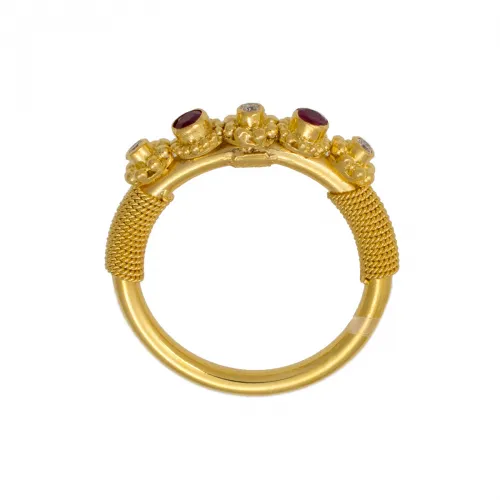 18K Χρυσό Δαχτυλίδι Χειροποίητο με Διαμάντια & Ρουμπίνι D55DM