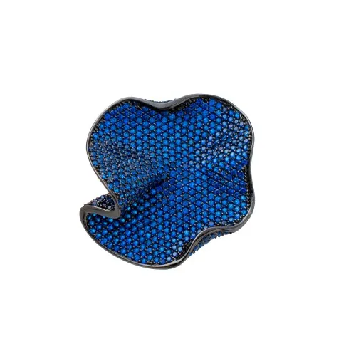 925 Ασήμι Δαχτυλίδι Μαύρο με Μπλέ Ζιργκόν DAPS1000B