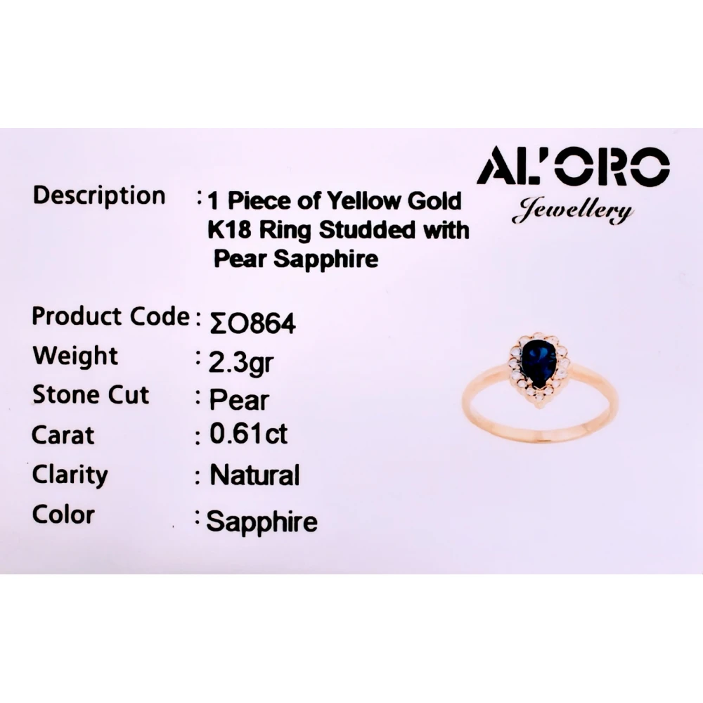 18K Χρυσό Δαχτυλίδι με Ζαφείρι & Ζιργκόν DASO864