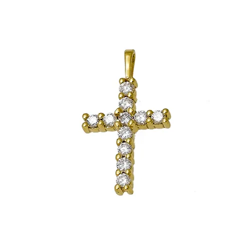 18K Χρυσός Σταυρός με Διαμάντια DC097