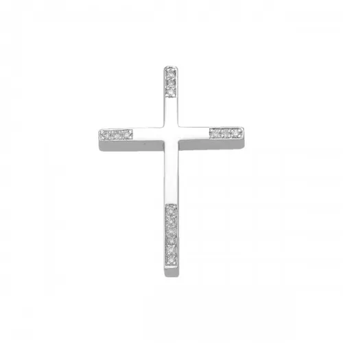 18K Λευκόχρυσος Σταυρός με Διαμάντια DC125