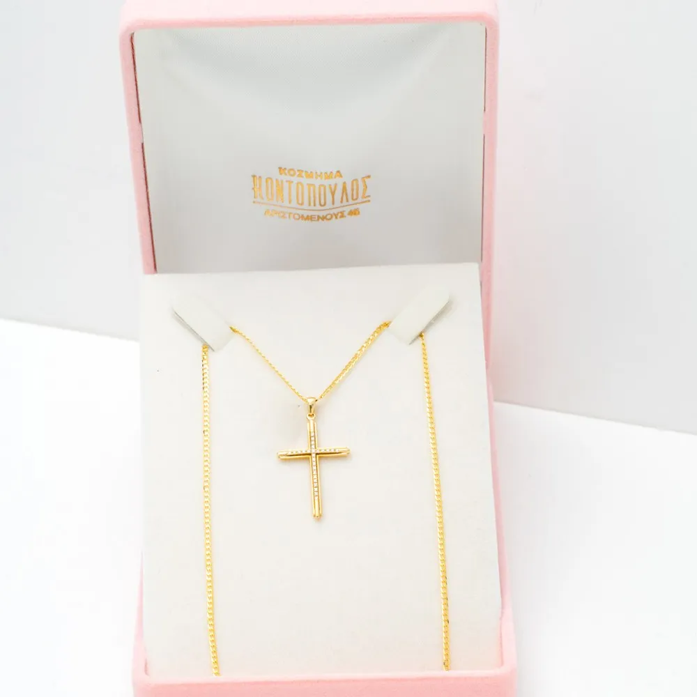 18K Χρυσός Σταυρός με Διαμάντια DC161