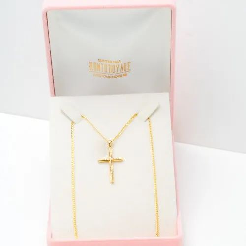 18K Χρυσός Σταυρός με Διαμάντια DC161