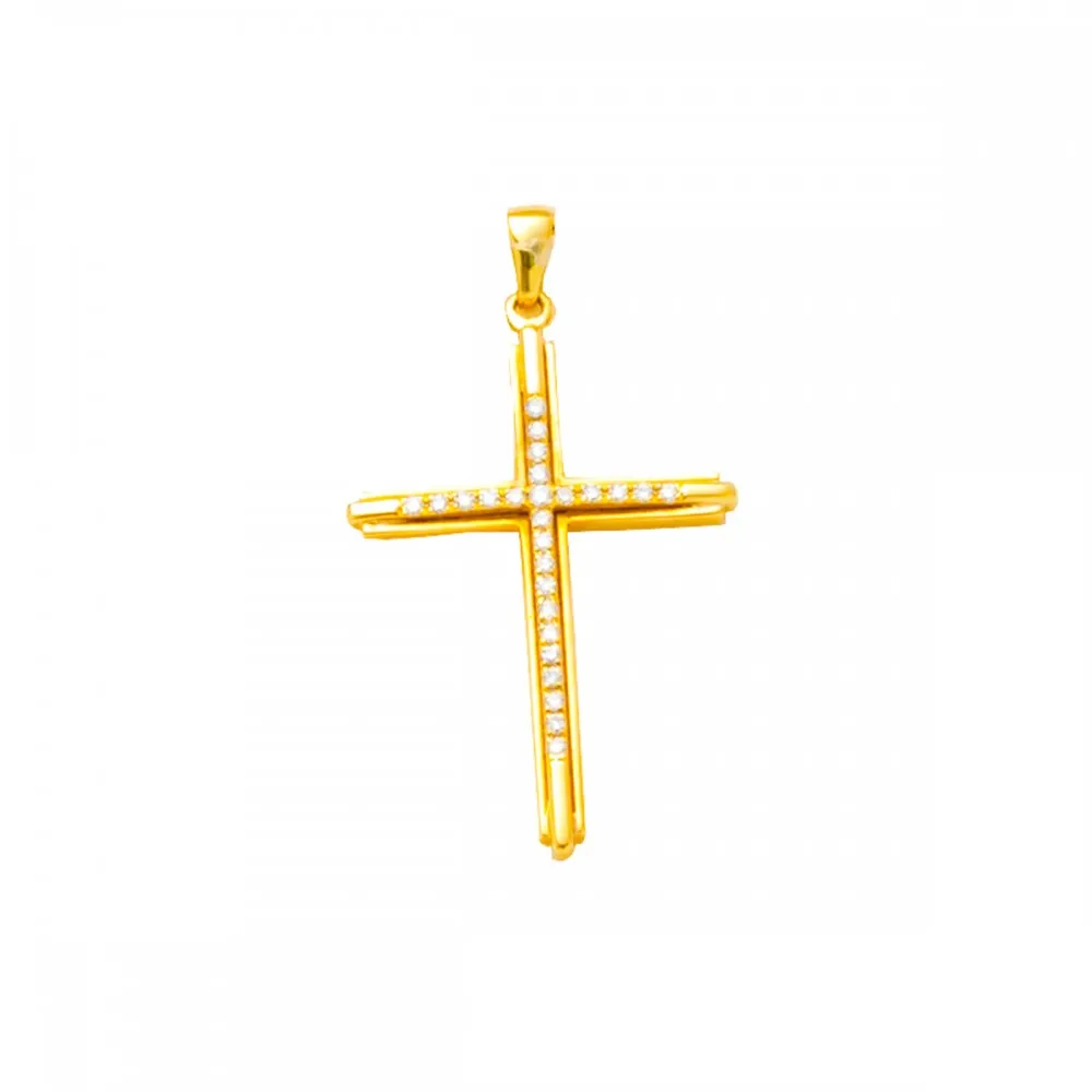 18K Χρυσός Σταυρός με Διαμάντια DC161