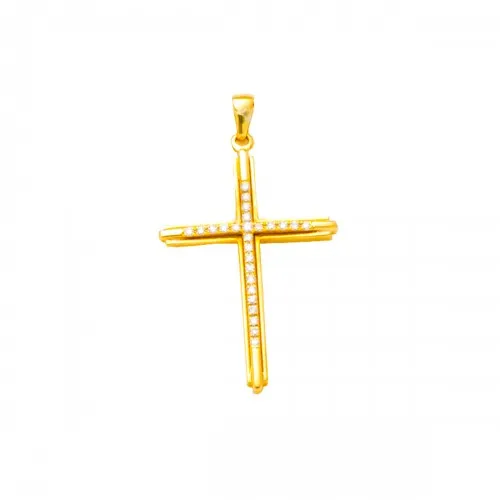 18K Χρυσός Σταυρός με Διαμάντια DC161