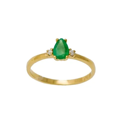 18K Χρυσό Δαχτυλίδι με Σμαράγδι & Διαμάντια DE00016