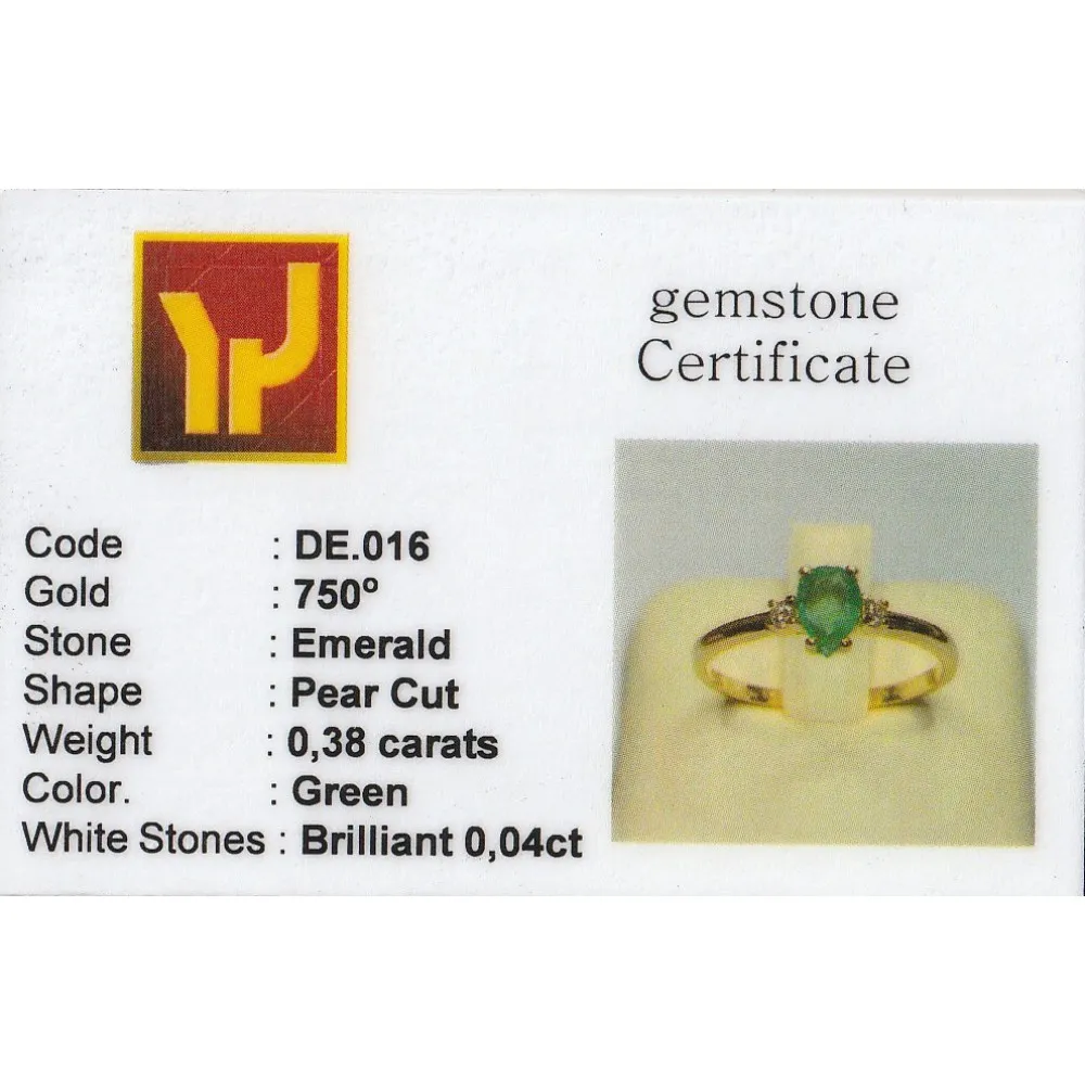 18K Χρυσό Δαχτυλίδι με Σμαράγδι & Διαμάντια DE00016