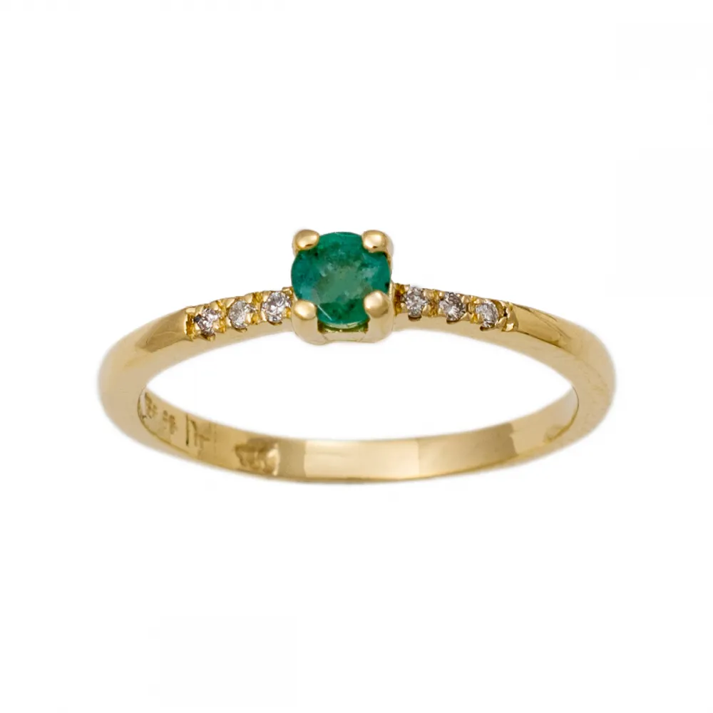18K Χρυσό Δαχτυλίδι με Σμαράγδι & Διαμάντια DE00029