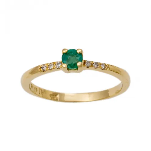 18K Χρυσό Δαχτυλίδι με Σμαράγδι & Διαμάντια DE00029