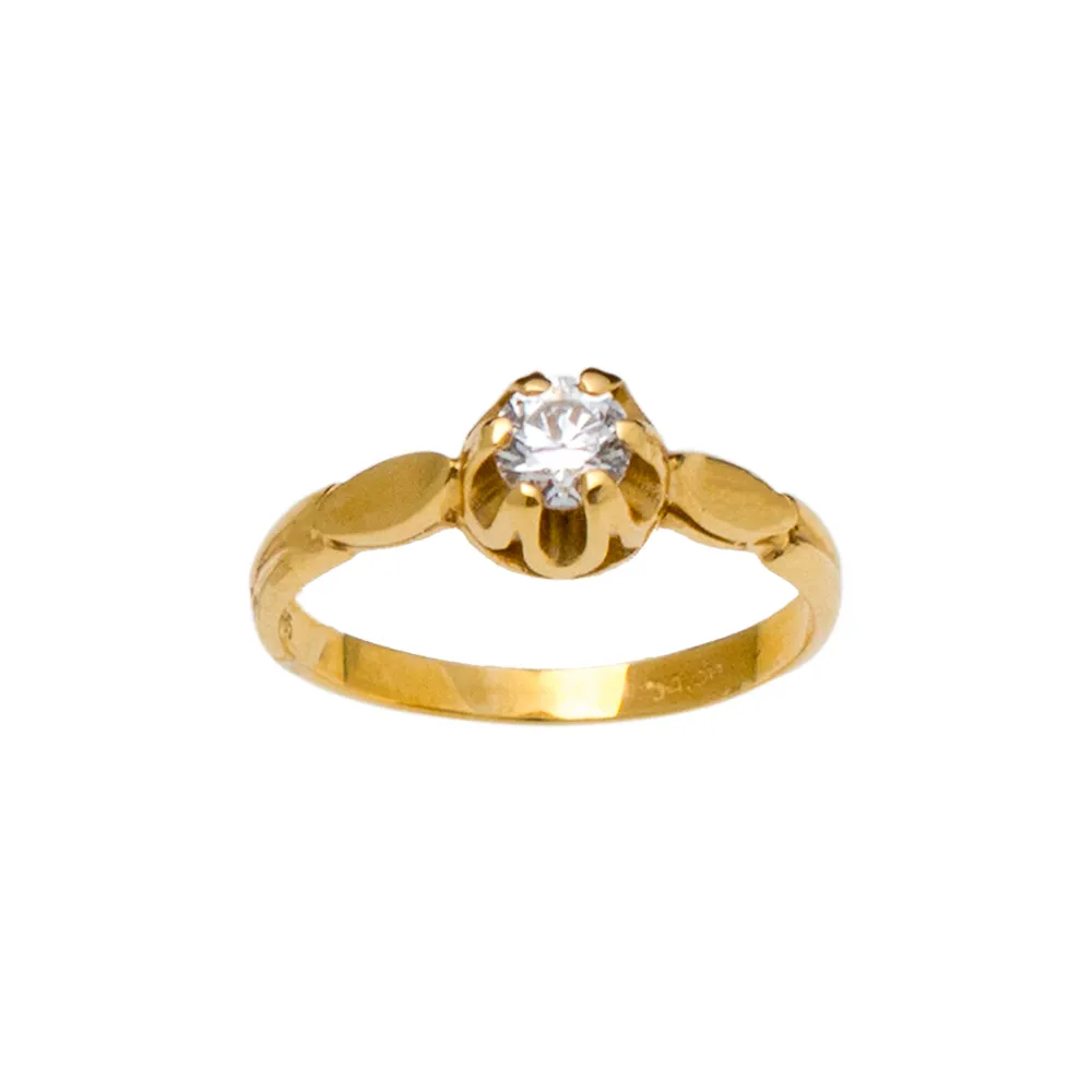 14K Χρυσό Μονόπετρο Δαχτυλίδι με Ζιργκόν DK111