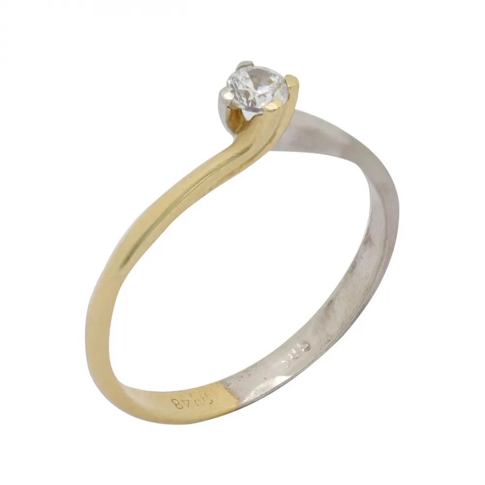 14K Χρυσό Δίχρωμο Δαχτυλίδι με Ζιργκόν DK166KN