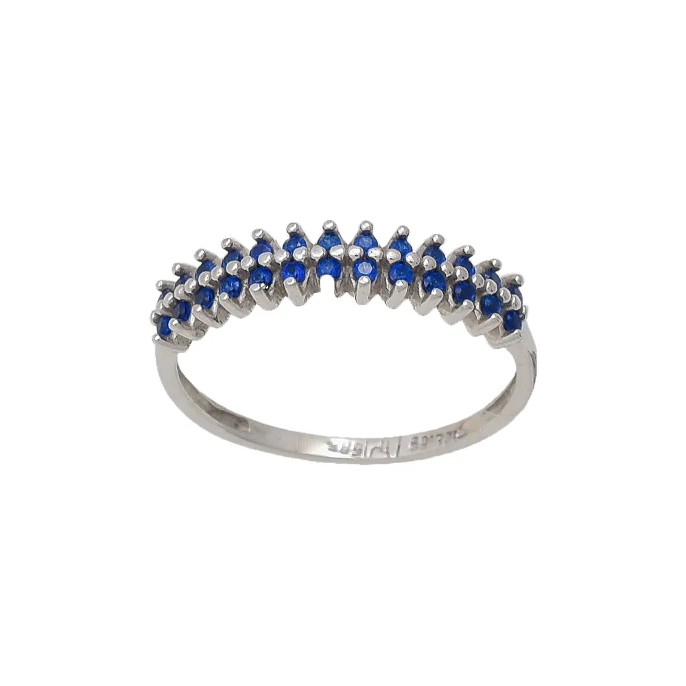 14K Λευκόχρυσό Δαχτυλίδι με Μπλε Ζιργκόν DK186K2
