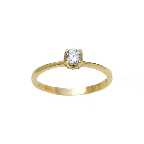 14K Χρυσό Μονόπετρο Δαχτυλίδι με Ζιργκόν DK204C2